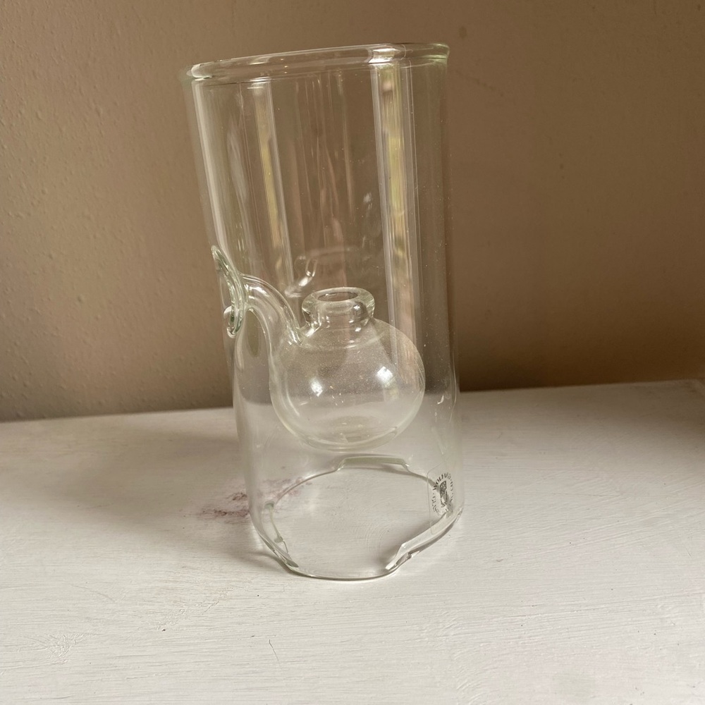 Vintage Wolford Glass Blowing Co Hand Blown 6” Clear Oil Lamp
